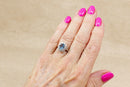 Pretty 9ct White & Yellow Gold Blue Topaz Cluster Ring – London 1998