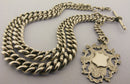 Antique Solid Silver Double Albert Watch or Neck Chain & Fob 23 inch Long Bir 1901
