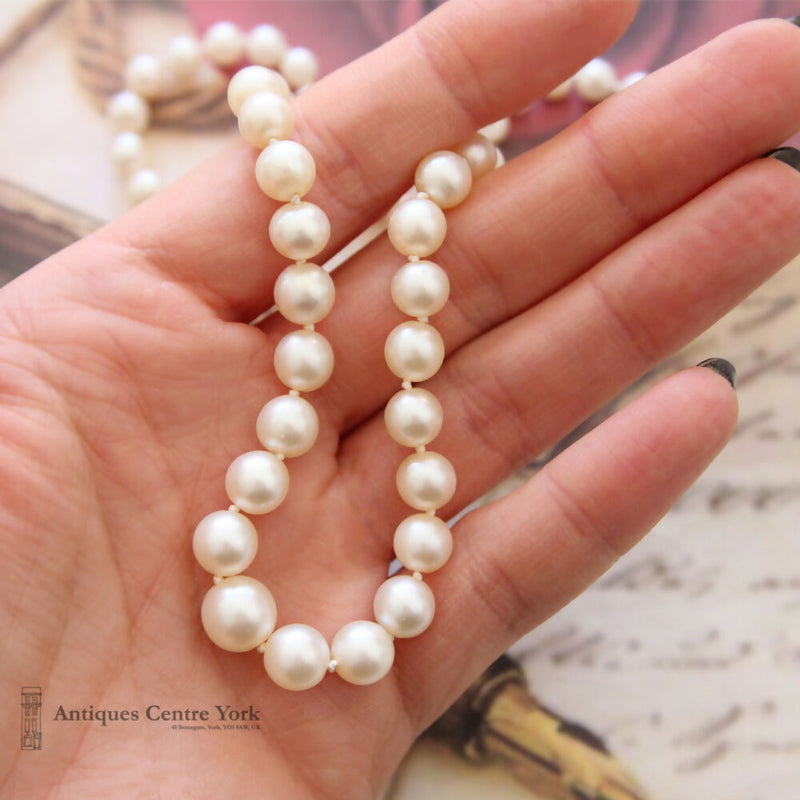 Single Row Cultured Pearls on 9ct White Gold Diamond Clasp