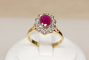 Superb 18ct Gold Ruby & Diamond Cluster Ring – 0.75ct Ruby & 0.40ct Diamonds