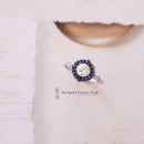 Art Deco Style 18ct White Gold Sapphire & Diamond Ring 0.66ct