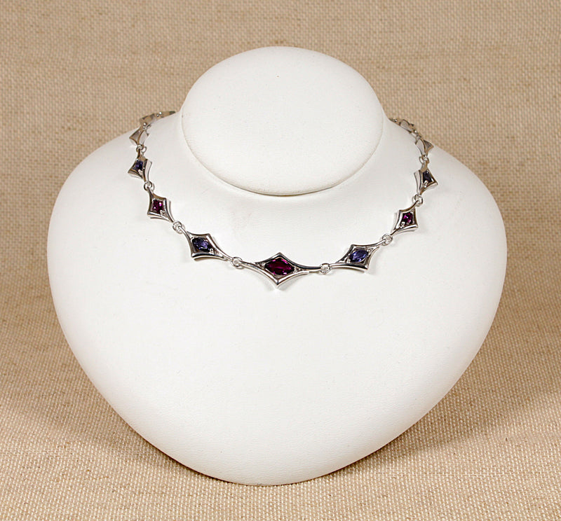 Silver, Amethyst and Blue Iolite Necklace