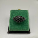 Silver and black spinel ring