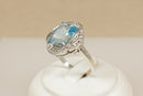Silver Blue & White Topaz Statement Ring