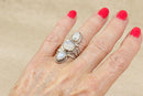 Large Sterling Silver & Moonstone Trilogy Statement Ring