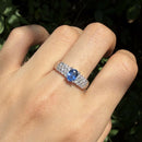 Platinum Sapphire and Diamond Pavé Ring, 1.14ct Oval Sapphire, Pt900