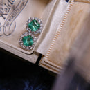 18ct White Gold Colombian Emerald (1.09ct) and Diamond (0.55ct) Cluster Stud Earrings