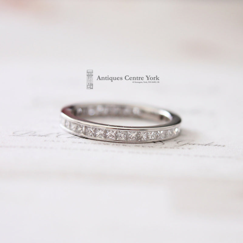 18ct White Gold Princess Cut Diamond 1.10ct Full Eternity Ring