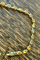 Hallmarked 9ct Gold Citrine, Blue Topaz & Orange Sapphire Tennis Bracelet