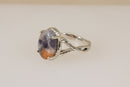 Bold Sterling Silver & Orange-Grey Agate Brutalist Style Statement Ring