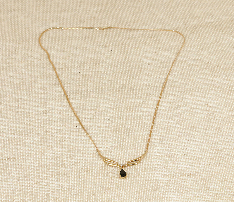 9ct Gold Sapphire & Diamond Necklet