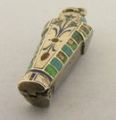 Antique Silver 1920s Egyptian Revival Sarcophagus Charm Opens to Mummy