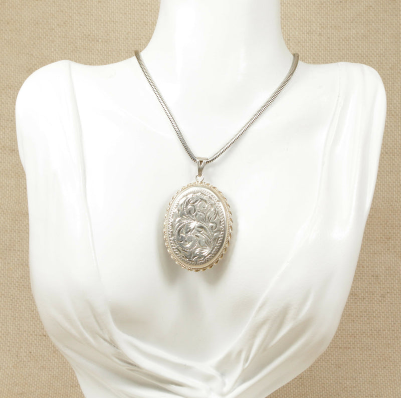 Vintage Silver Locket & Snake Chain