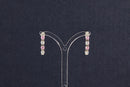 Silver Pink & White Crystal Earrings