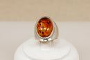 Elegant Sterling Silver & Baltic Amber Statement Ring