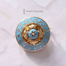 Victorian 9ct Blue Enamel & Pearl Brooch