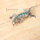 Vintage 15ct Gold Emerald & Diamond Salamander Brooch