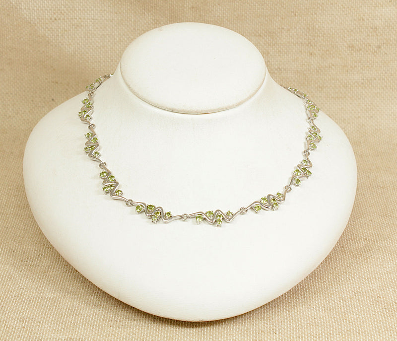 Silver & Peridot Fancy Link Necklace