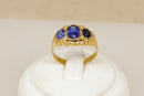 Edwardian 18ct Gold Blue Paste & Topaz Trilogy Ring Chester Hallmark