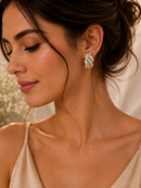 9ct Gold Baguette and Brilliant Cut Diamond Twist Earrings