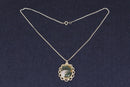 Impressive Vintage Sterling Silver & Moss Agate Pendant with Silver Chain