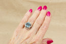 Silver Blue & White Topaz Statement Ring