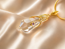 9ct Gold Quartz Crystal and Amethyst Pendant Necklace