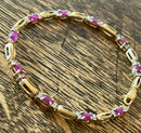 Hallmarked 9ct Gold Burmese Ruby & Diamond Tennis Bracelet