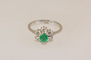 Exceptional 18ct White Gold Emerald & Diamond Cluster Ring – 0.60ct Diamonds