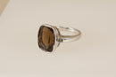 A Large Silver & Smokey Citrine Ring