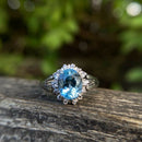 Vintage Aquamarine & Diamond Ring, Pt900, Aquamarine 1.81ct