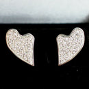Jake: CZ set silver heart stud earrings