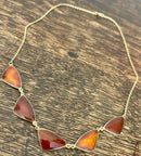Norwegian Hans Christian Ostrem Sterling Silver Gilt Ox Blood Red & Burnt Orange Enamel Necklace