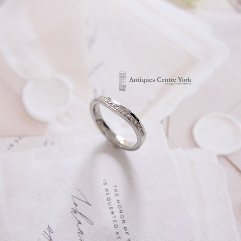 Platinum Curved Diamond Wedding Band
