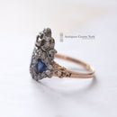 Victorian Style Gold Sapphire & Diamond Twin Hearts Ring