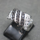 9ct white gold black and white diamond cluster ring