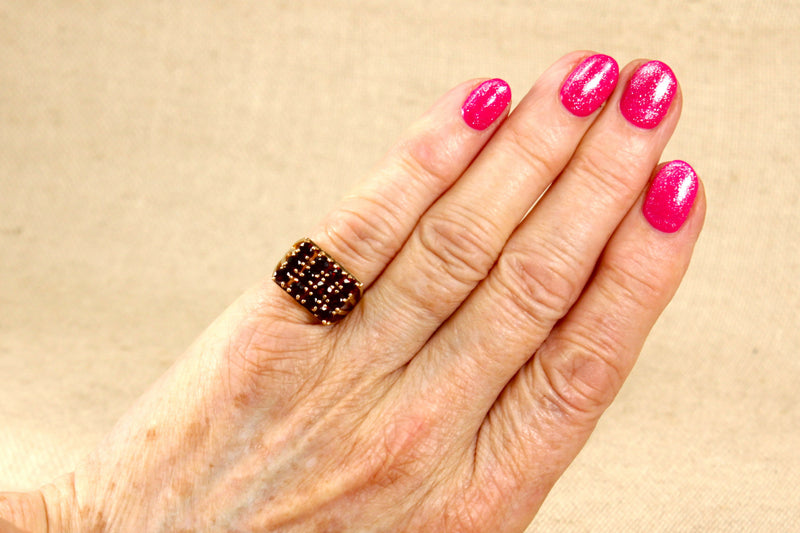 9ct Gold Garnet Cluster Ring