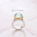 Heavy Silver & Gold Moonstone Ring