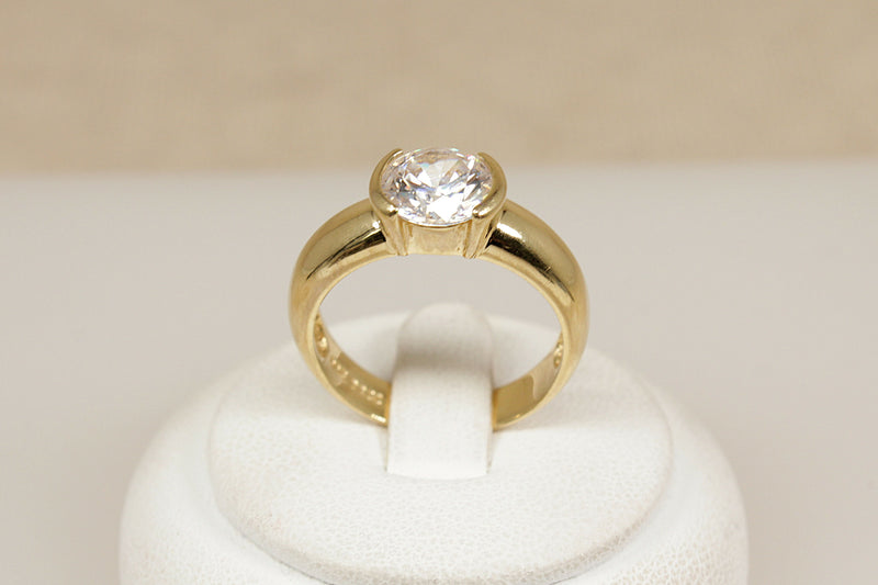 A Bold Silver Gilt & CZ Ring