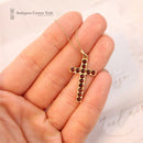 Vintage 9ct Garnet Cross & Chain