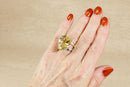 Huge Silver & Faceted Lemon Citrine Pear Statement Ring