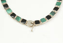 Exceptional 950 Silver Malachite & Onyx Articulated Necklace
