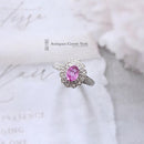 18ct White Gold Pink Sapphire & Diamond Cluster Ring