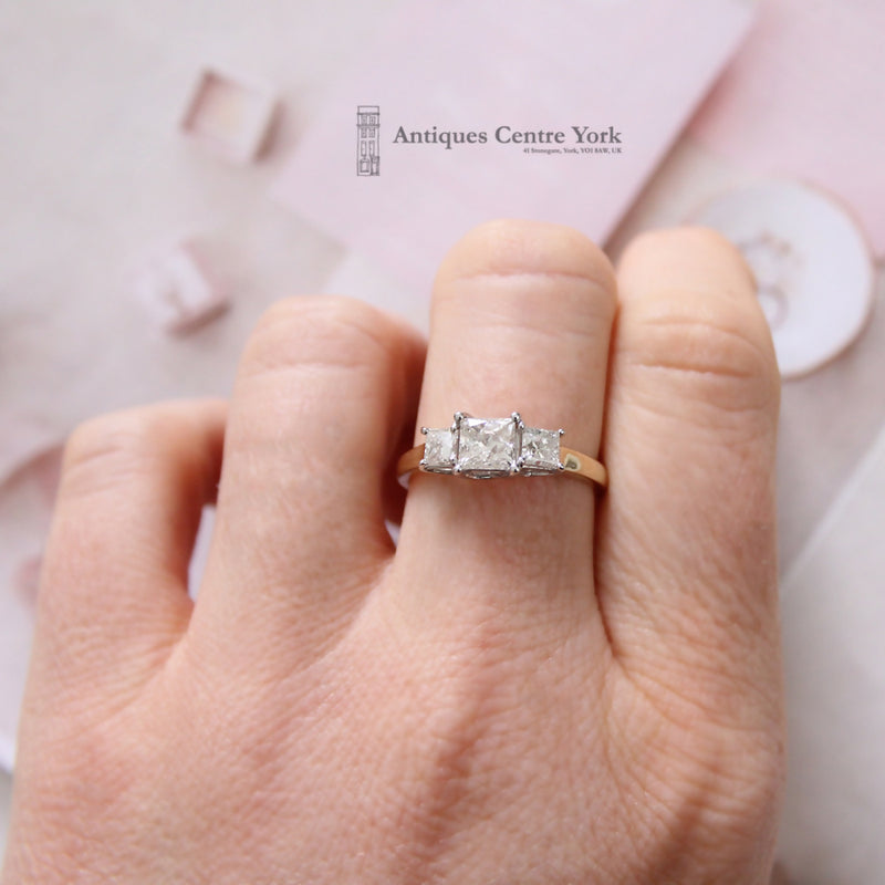 18ct Princess Cut Diamond 1.50cts Three Stone Ring