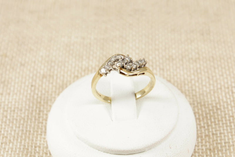 9ct Gold Diamond Twist Cluster Ring