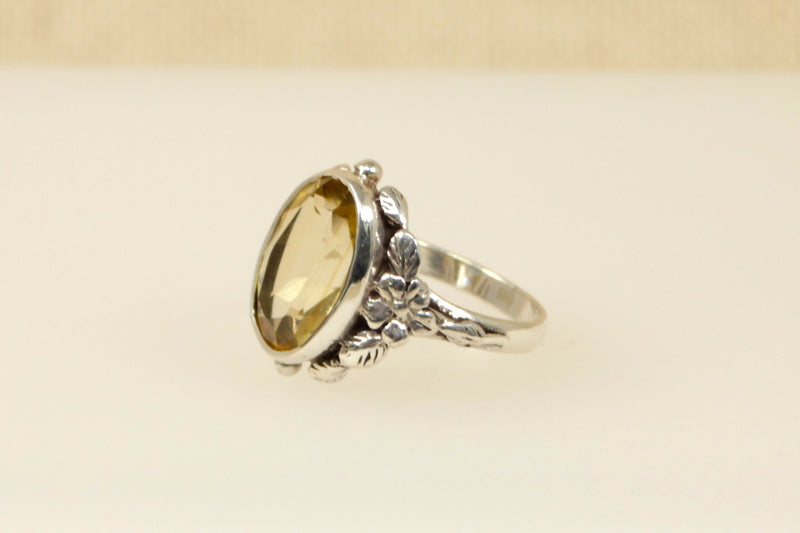 Vintage Silver & Lemon Citrine Ring