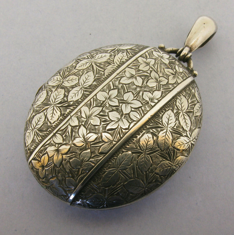 Victorian Solid Sterling Silver Picture Oval Locket Pendant Bir 1881