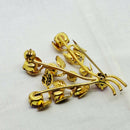 Vintage 1950's Gold Tone & Crystal Floral Brooch