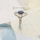 Art Deco Style Platinum Sapphire & Diamond Cluster