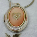 Vintage Silver & Pink Locket & Chain